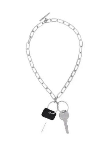 MM6 Leather Cover Key Necklace Palladio Black - MAISON MARGIELA - BALAAN 1