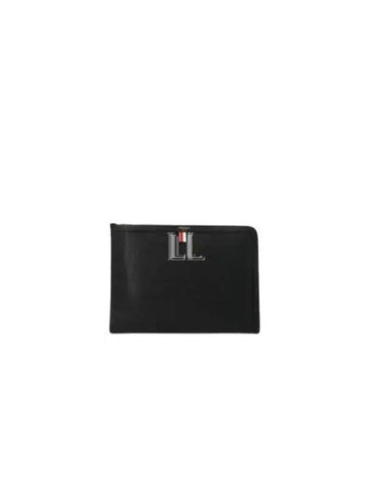 Three Stripes Tab Pebble Document Folio Clutch Bag Black - THOM BROWNE - BALAAN 2