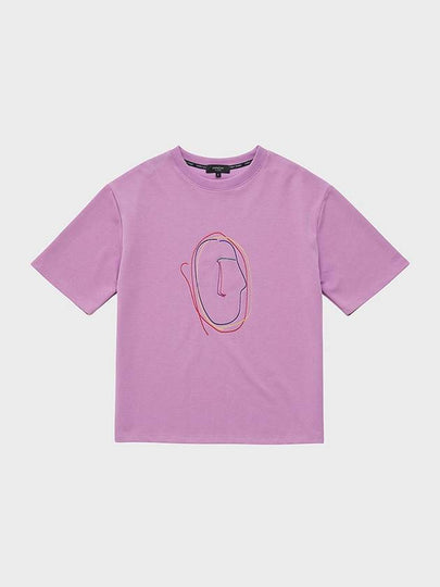 Artwork Embroidered Short Sleeve T-Shirt Lavender - FFEFF STUDIO - BALAAN 2