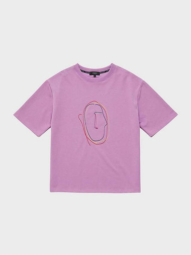 Artwork Embroidered Short Sleeve T-Shirt Lavender - FFEFF STUDIO - BALAAN 1