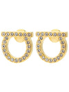 Gancini Crystal Large Earrings Gold - SALVATORE FERRAGAMO - BALAAN 3