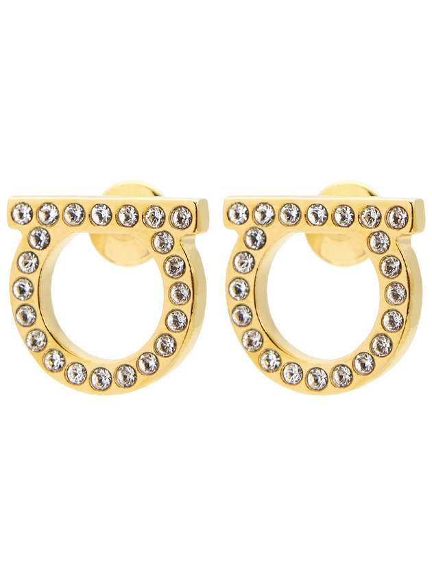 Gancini Crystal Large Earrings Gold - SALVATORE FERRAGAMO - BALAAN 3