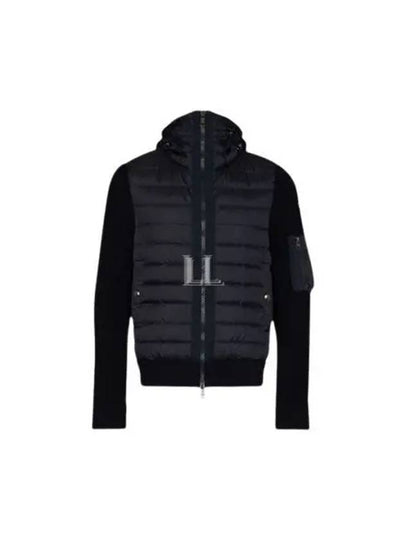 Logo Patch Padded Wool Cardigan Black - MONCLER - BALAAN 2