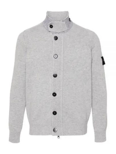 Wappen High Neck Button Up Wool Cardigan Melange Grey - STONE ISLAND - BALAAN 2