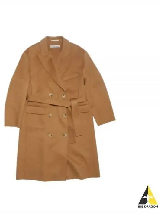 Double Breasted Belt Double Coat Camel - ACNE STUDIOS - BALAAN 2