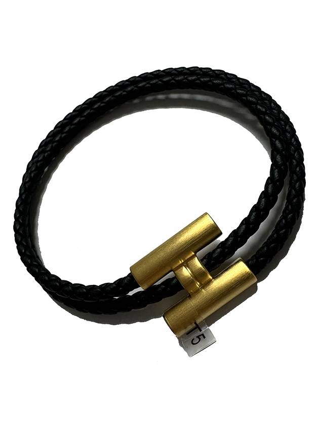 Tunis Tresse Gold Bracelet Noir - HERMES - BALAAN 5