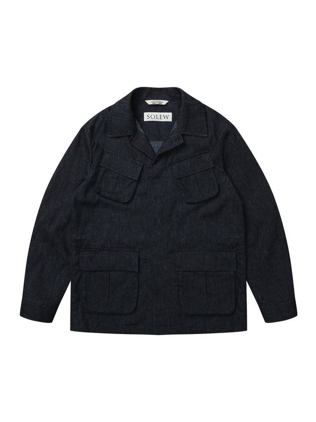 Linen Furtig Jacket Navy SW22OU02NV - SOLEW - BALAAN 1