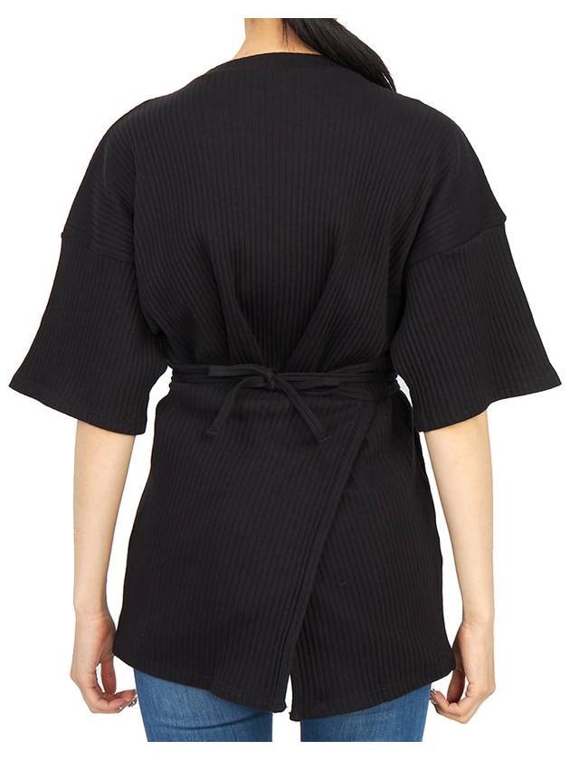Women's Wrap Short Sleeve TShirt FSHT RIB 000 BLACK - BASERANGE - BALAAN 4