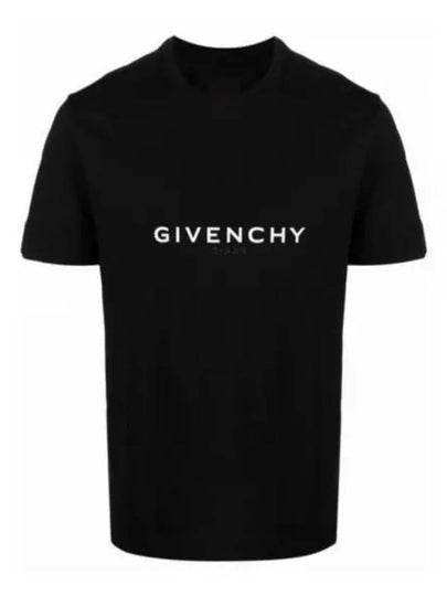 Men's Reverse Logo Round Slim Short Sleeve T-Shirt Black - GIVENCHY - BALAAN 2