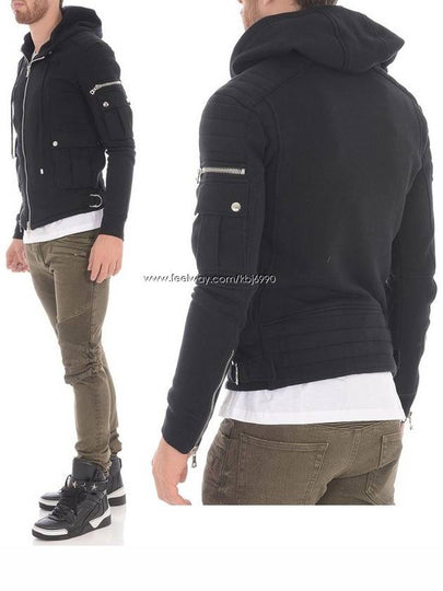 Men's double zipper biker hooded jacket hooded zipup W4HJ654B928176 - BALMAIN - BALAAN 2