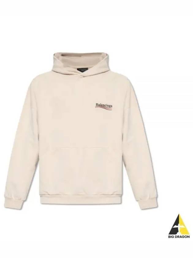 Embroidered Logo Cotton Hoodie Beige - BALENCIAGA - BALAAN 2