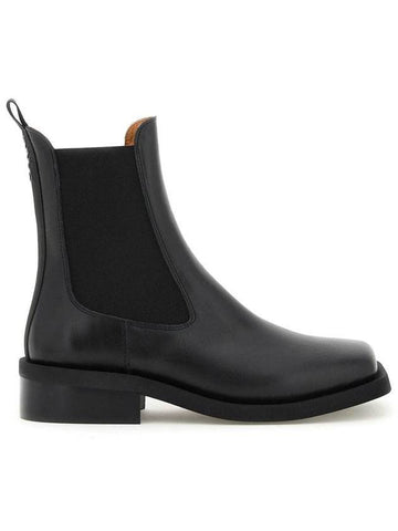 Women's Leather Chelsea Boots Black - GANNI - BALAAN 1