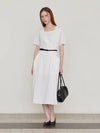 Square neck pocket shirring midi dress white - LESEIZIEME - BALAAN 3