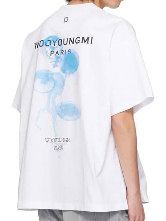 Jellyfish Back Logo Cotton Short Sleeve T-Shirt White - WOOYOUNGMI - BALAAN 2