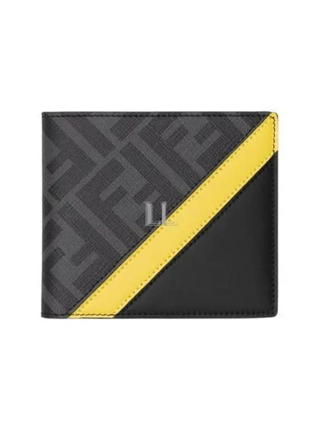 FF Pattern Leather Half Wallet Black Yellow - FENDI - BALAAN 2