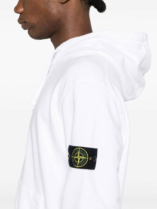 Cotton Fleece Garment Dyed Hoodie White - STONE ISLAND - BALAAN 6