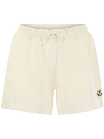 Logo Patch Cotton Jersey Shorts White - MONCLER - BALAAN 2