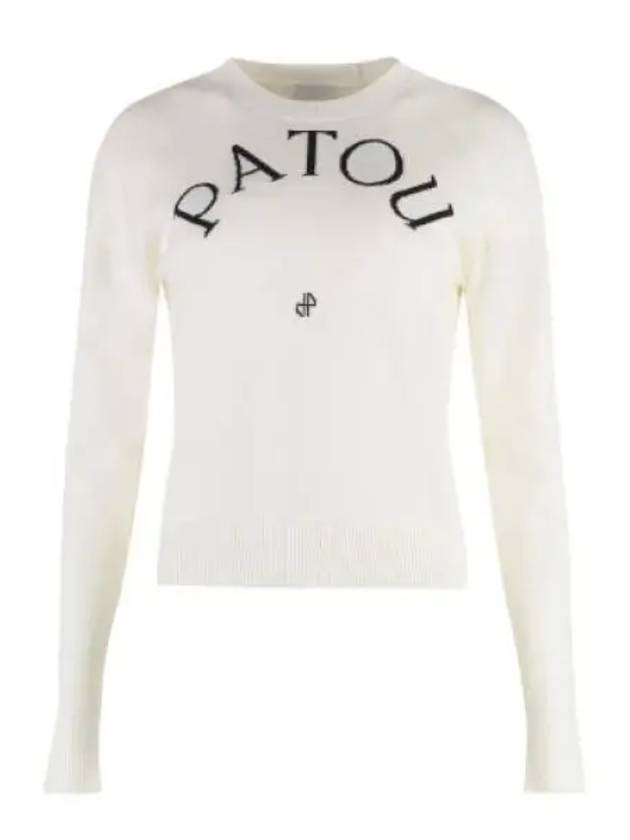 Embroidered Logo Wool Knit Top White - PATOU - BALAAN 2