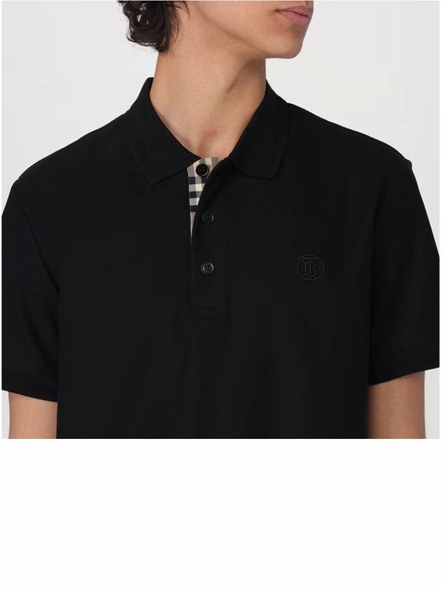 Men's Embroidered Logo Cotton Polo Shirt Black - BURBERRY - BALAAN 6