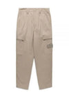 Regular Fit Cargo Cotton Canvas Straight Pants Beige - STONE ISLAND - BALAAN 2