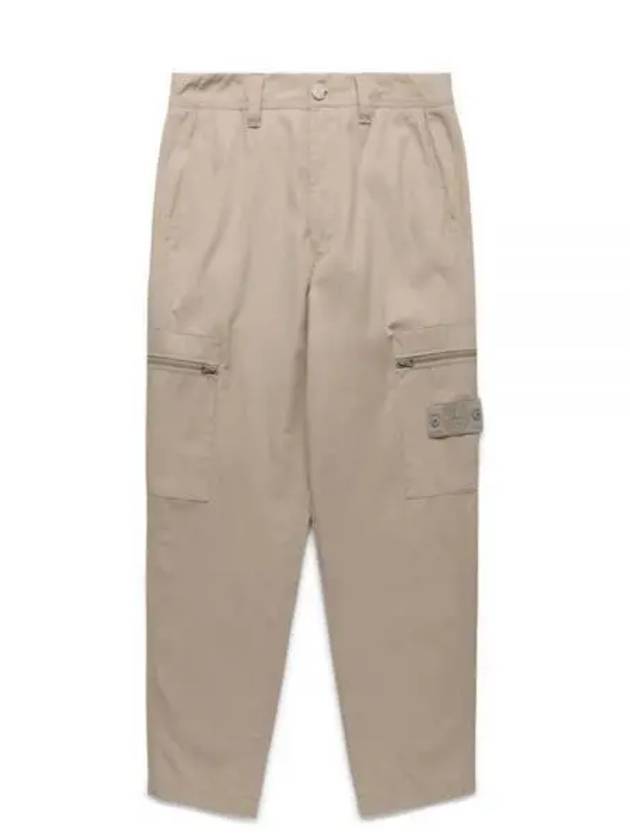 Regular Fit Cargo Cotton Canvas Straight Pants Beige - STONE ISLAND - BALAAN 2