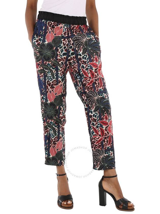 Women's Flower Print Straight Pants Red Black - MONCLER - BALAAN 4