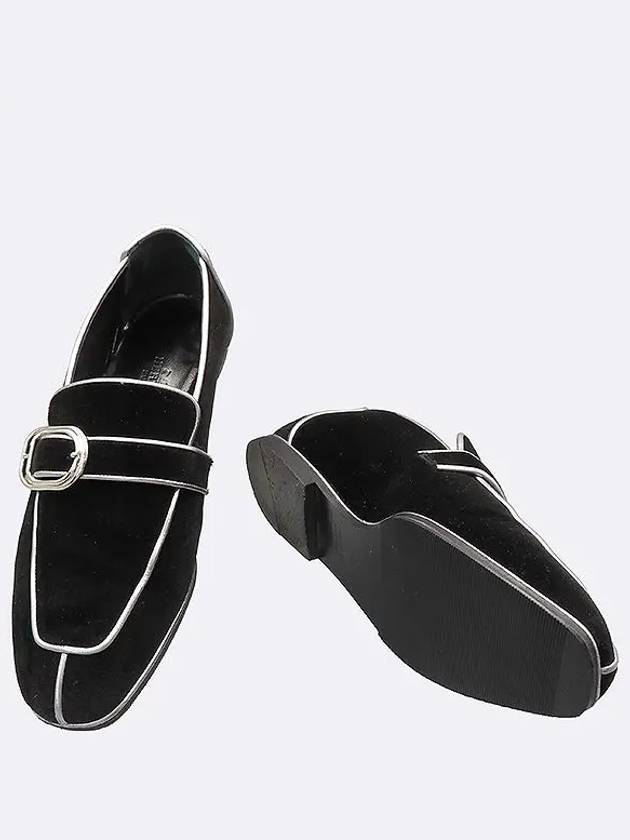 Black velvet silver line decoration women s loafers size 35 - HERMES - BALAAN 3