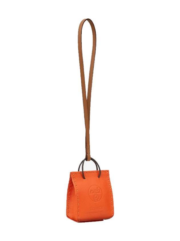 Charm Calfskin Bag Charm Orange Brown Gold - HERMES - BALAAN 6