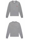 Small Heart Logo Long Sleeve T-Shirt Grey - AMI - BALAAN 5