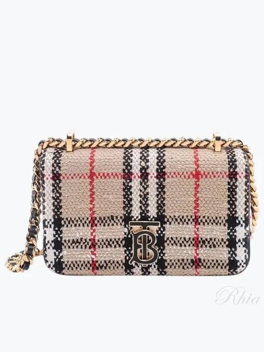 TB Logo Check Bouclé Mini Lola Cross Bag Beige - BURBERRY - BALAAN 2