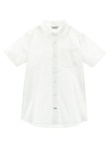 Kids Cotton Short Sleeve Shirt White - BURBERRY - BALAAN 1