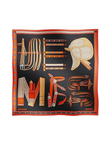 Lettres Equestre 90 Scarf Black - HERMES - BALAAN 1