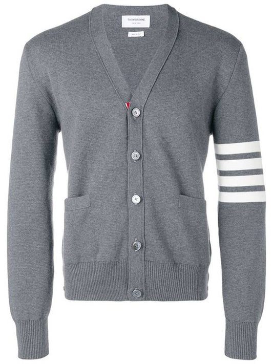 Milano Stitch 4-Bar Cardigan Medium Grey - THOM BROWNE - BALAAN 2