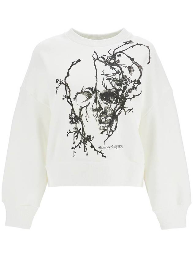 boxy cherry blossom skull sweat - ALEXANDER MCQUEEN - BALAAN 1