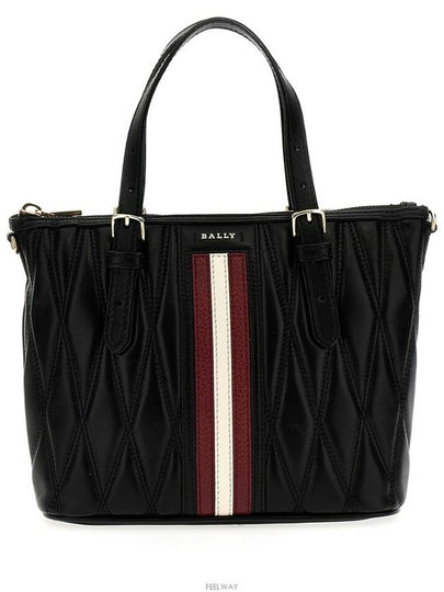 Damira Quilted Logo Leather Tote Bag Black - BALLY - BALAAN 2