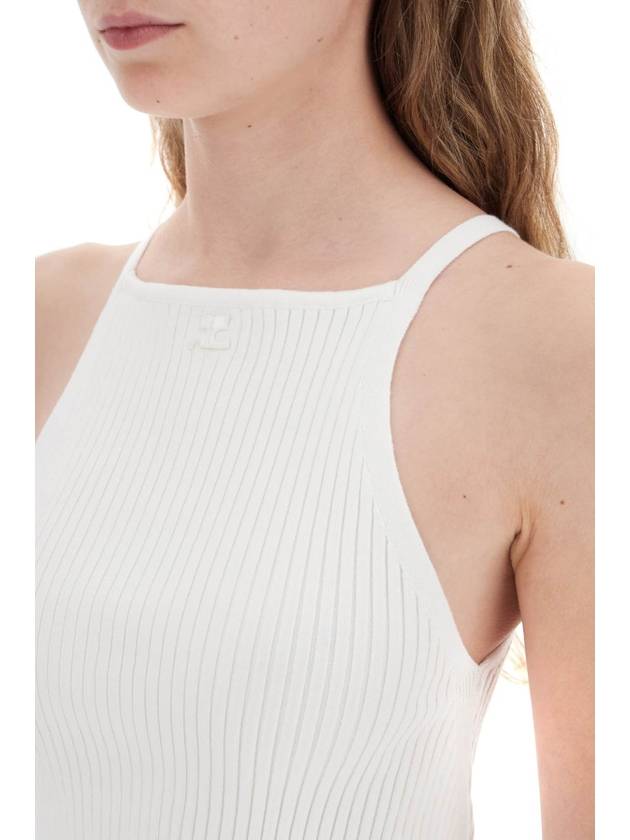 'ribbed knit tank top with pointed hem - COURREGES - BALAAN 4