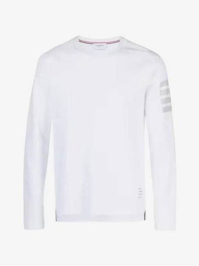 4-Bar Striped Cotton Long Sleeve T-Shirt White - THOM BROWNE - BALAAN 2