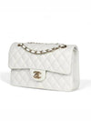 Classic Caviar Small Flap Bag White Champagne Gold Shoulder Gift Plated - CHANEL - BALAAN 5