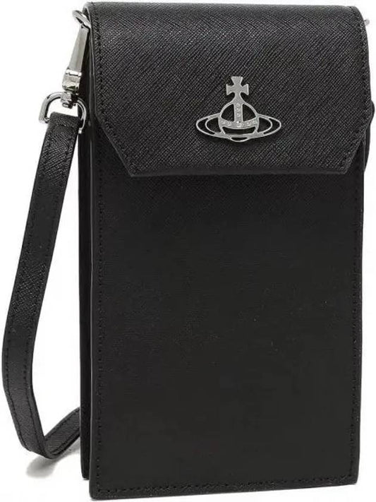 Fake Leather ORB Logo Strap Phone Pouch Black - VIVIENNE WESTWOOD - BALAAN 2