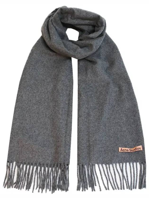 Logo Fringe Cashmere Muffler Melange Grey - ACNE STUDIOS - BALAAN 2