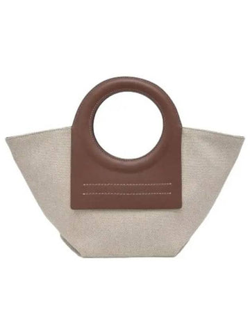 Mini Color Tote Bag Beige Chestnut Handbag - HEREU - BALAAN 1