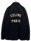 Logo Patch Corduroy Zip-Up Jacket Black - CELINE - BALAAN 8