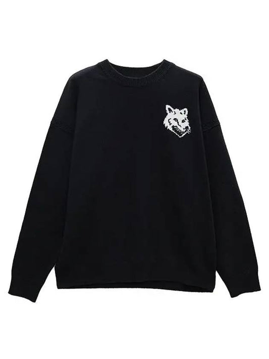 Intarsia Fox Head Comfort Knit Top Black - MAISON KITSUNE - BALAAN 2