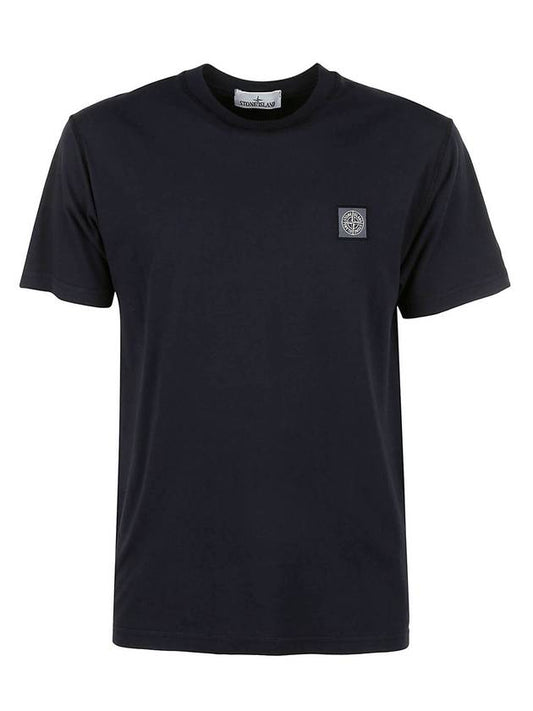 Pisato Effect Logo Patch Short Sleeve T-Shirt Navy - STONE ISLAND - BALAAN 1