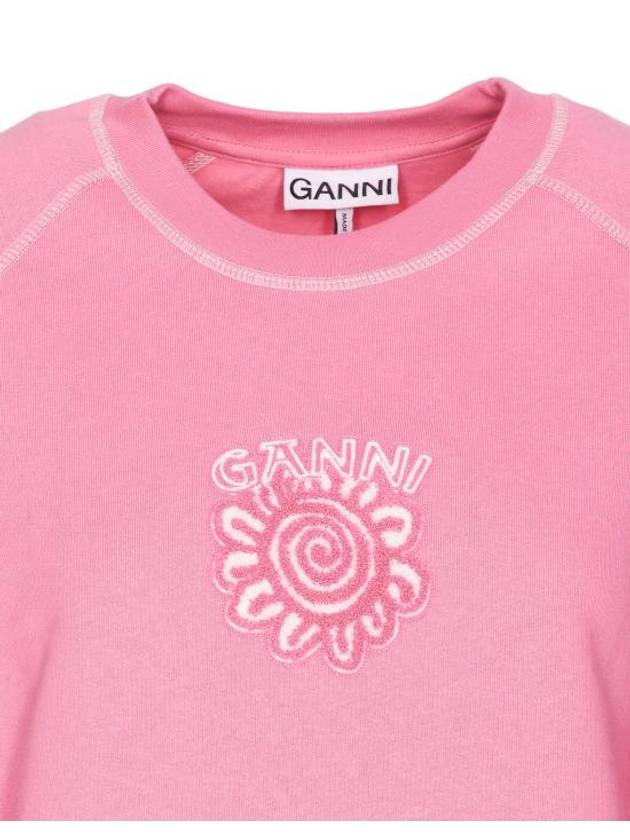 Isoli Cotton Sweatshirt Pink - GANNI - BALAAN 5