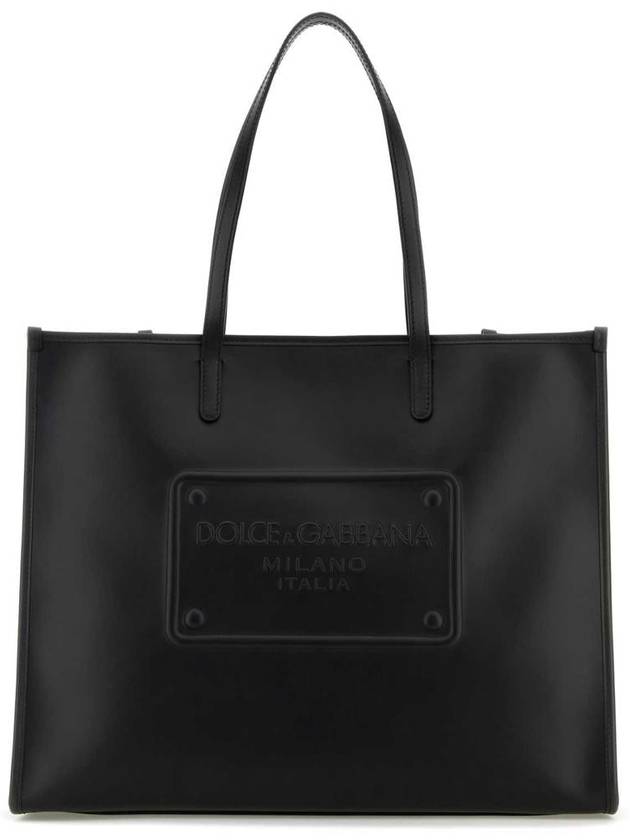 Embossed Logo Leather Tote Bag Black - DOLCE&GABBANA - BALAAN 2