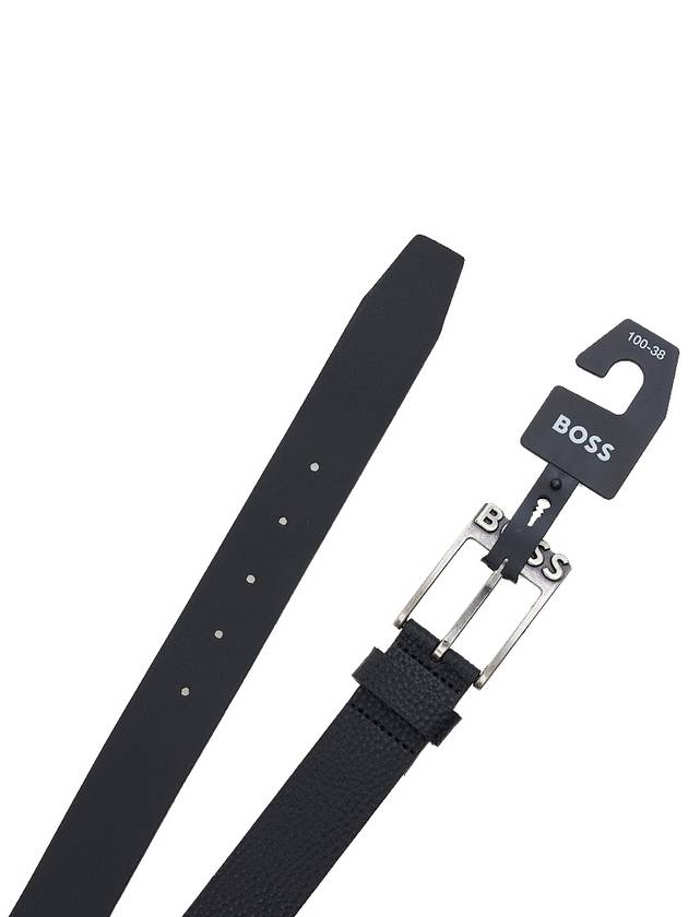 Men's Buckle Logo Leather Belt Black - HUGO BOSS - BALAAN 9