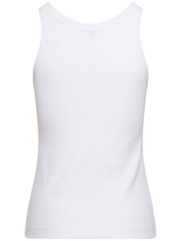 Women's Curved Ribbed Cotton Sleeveless White - TOTEME - BALAAN 3