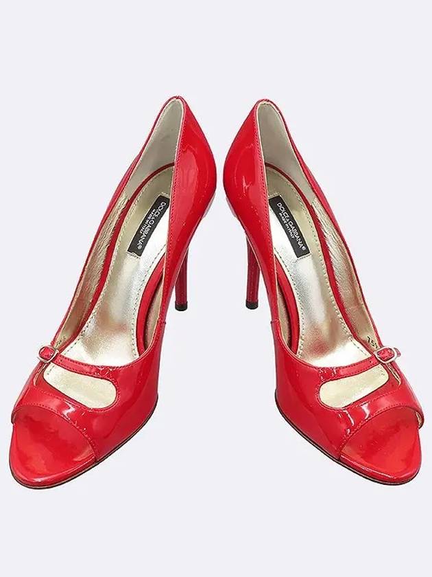 7592 Red color enamel open toe pumps women s shoes 235MM - DOLCE&GABBANA - BALAAN 2