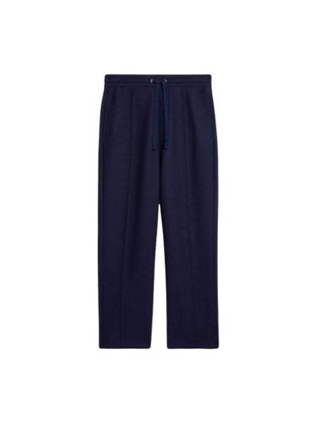 Elastic Waist Viscose Wool Straight Pants Navy - AMI - BALAAN 2